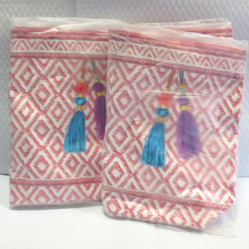 Estee Lauder Tote Pink/White Geometric Print 12"x19" (lot of 2pc)